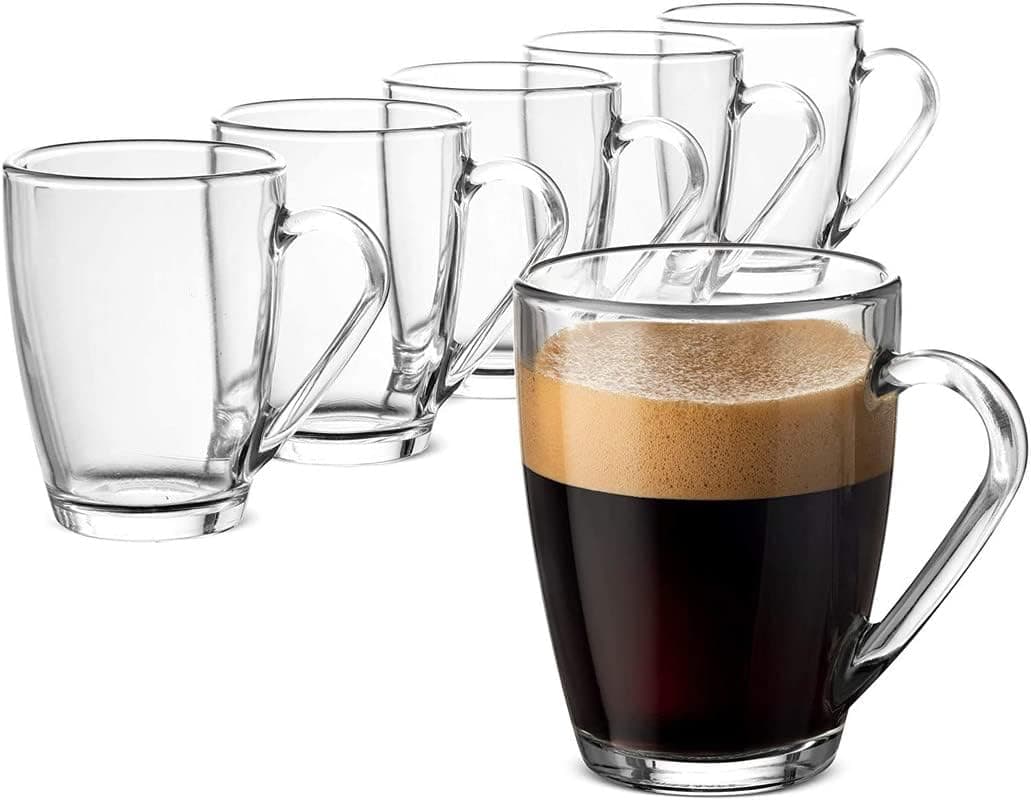 ZROY ENTERPRISE Premium Classic Glass Tea & Coffee Cup Set of 6-210 ML, for Transparent Espresso Cappuccino hot Chocolate, Milk Cup, Green Tea, Herbal Tea, Lemon (Classic, 6)