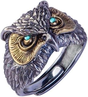Fashion Frill Stylish Ring For Boys Owl Face Stainless Steel Retro Vintage Punk Rings Silver Finger Ring For Men Boys Girls Adjutable Ring Unisex Rings Anniversary Gift Birthday Gift Fashion Jewellery