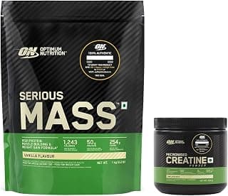 OPTIMUM NUTRITION Serious Mass - Vanilla - 1 Kg And Creatine 250 G,Unflavored,Powder,2 Count,83 Servings