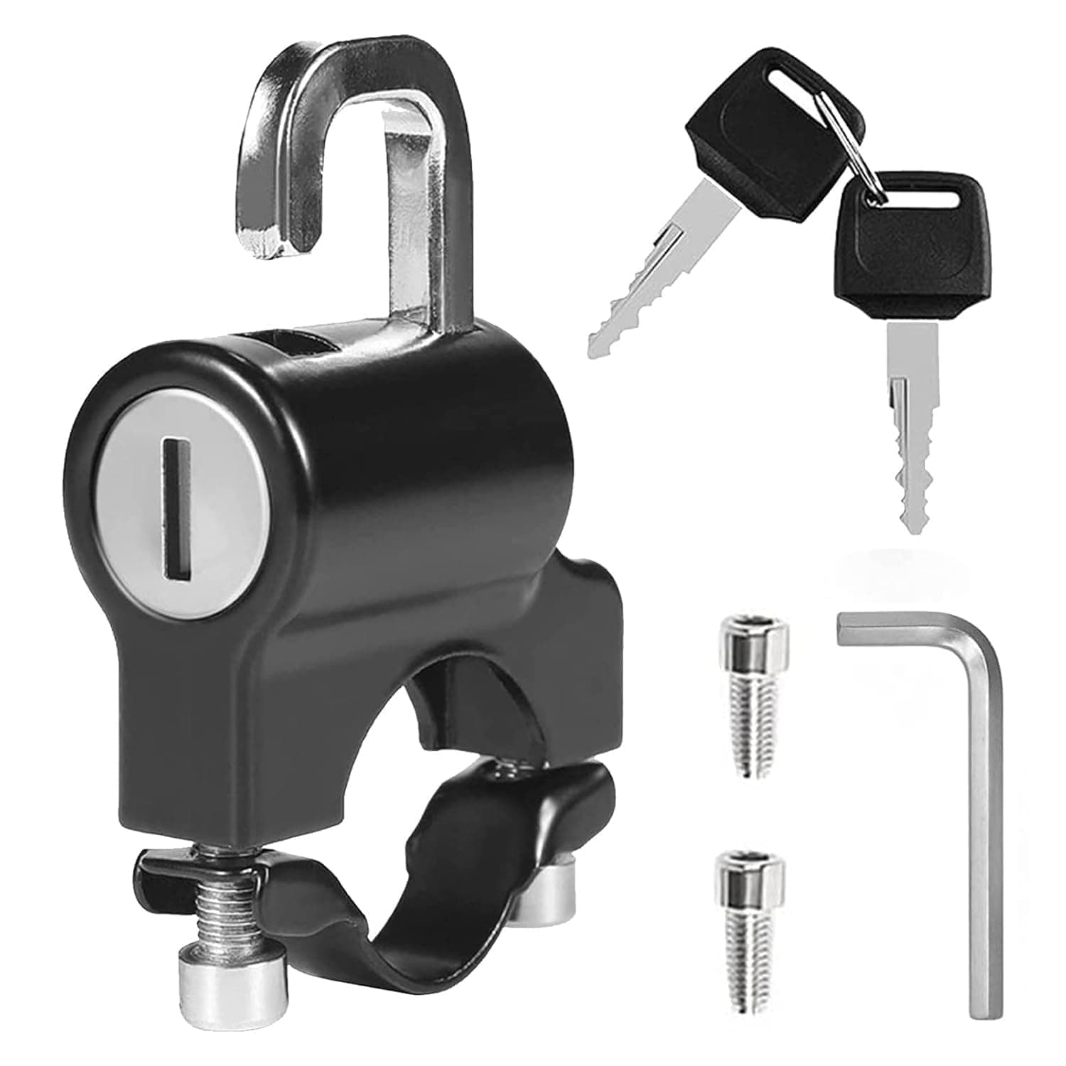 Motorcycle Helmet Lock，Motorbike Accessories,Bike Handlebar Tubing Helmet Lock,Anti-Theft Helmet Safety Lock Metal 22mm-26mm Black with 2 Keys Motorcycle Accessories