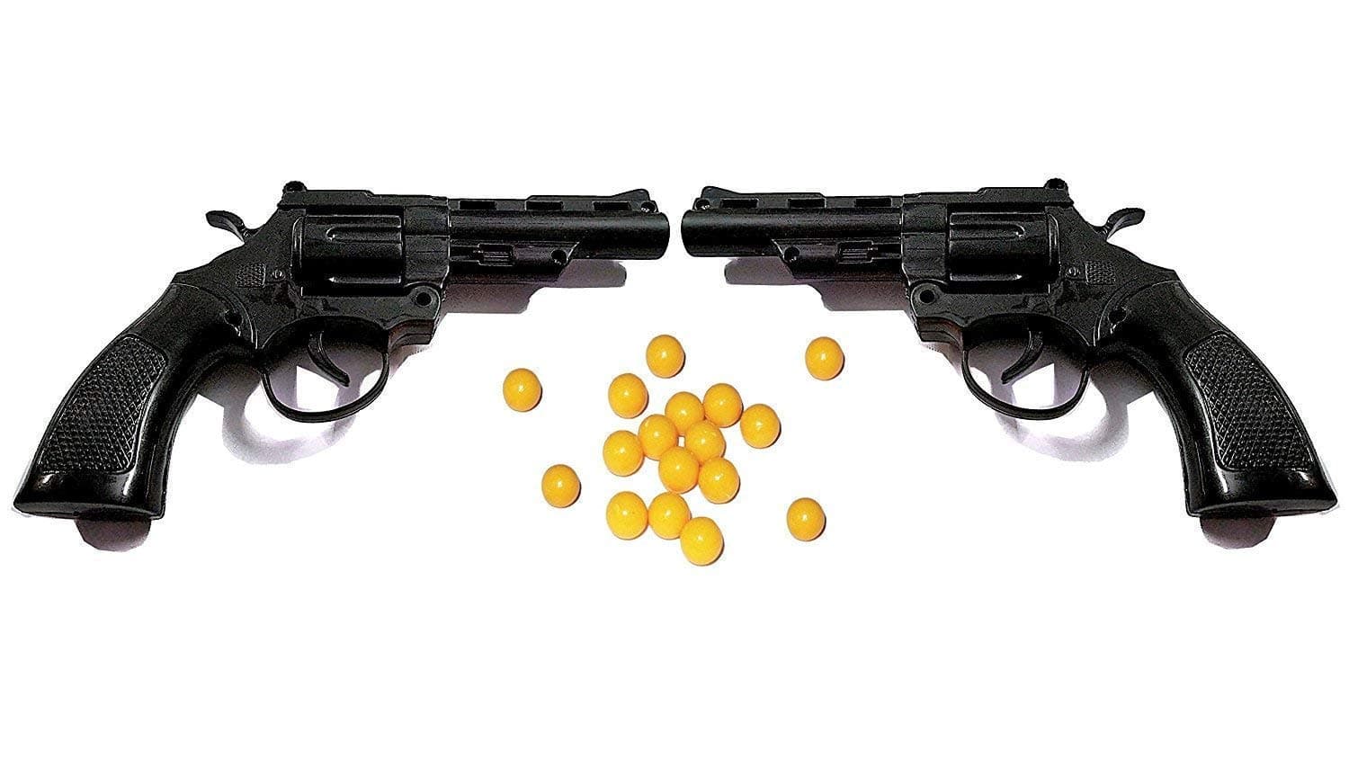 Ya Qi li Toys Set Of 2 Plastic Mini Toy Revolver Gun With 8 Rounds Barrel Low Pressure For No Harm With 40 Pieces 6Mm Bb Bullets