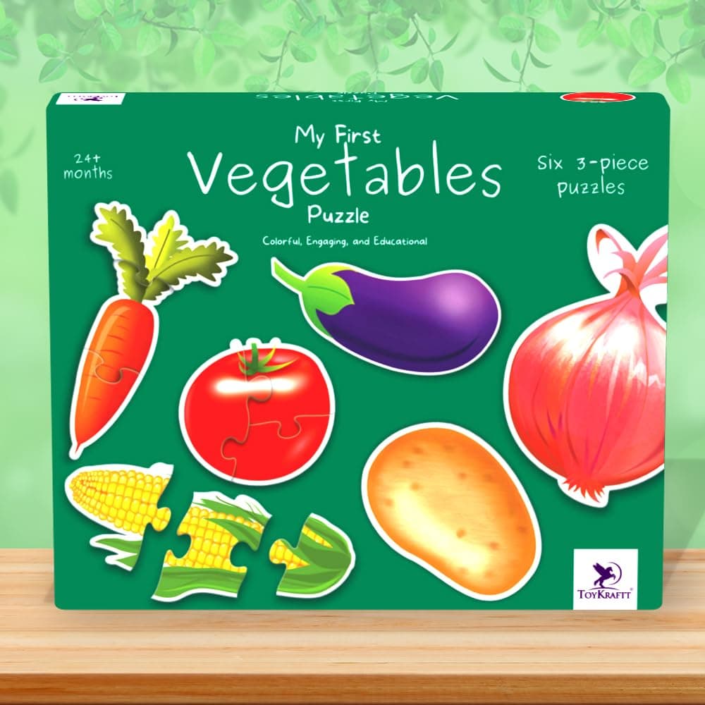 TOYKRAFTT 3 Piece Puzzles for Kids for Age 2 and 3 Years, Chunky Vegetable Floor Puzzle for Toddlers, Educational Jigsaw Toy for Boys and Girls, My First Learning Set
