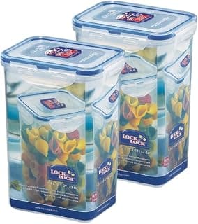 LocknLock Classic Rectangular Plastic Airtight Food Storage Container with Leak Proof Lid, 1.3 Liter, Transparent, Set of 2 (HPL809 x 2)