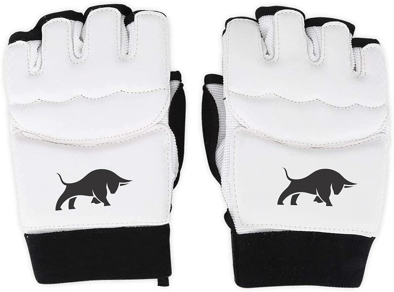 Drange MMA Taekwondo Gloves for Men, Women & Kids - Half Finger Grappling Gloves - White (Medium)