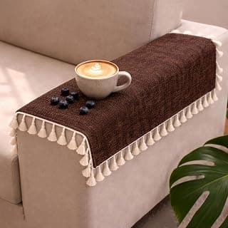 STITCHNEST Premium Woven Fabric Sofa Arm Cover with Tassels | Elegant Hand Rest Protector | Durable & Stylish | 18 x 22 Inches