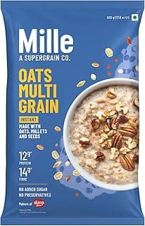 Mille Zero Added Sugar Millet and Oats | High Fibre | Power of 7 - Millets, Oats, Flax seeds and Chia seeds | Instant Multigrain High Protein Breakfast Cereal | 500g