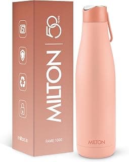 MILTON Fame 1000 Thermosteel Water Bottle 880 ml, 24 Hr Hot and Cold I Leak Proof Lid, ISI Certified I Vacuum Insulated I for Office, Gym, School I Peach