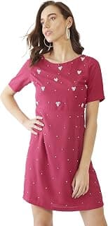 Zink London Pink Embellished Short Dress for Women