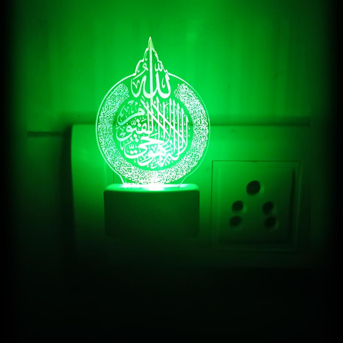 DIONA Plastic Night Lamp Allah Islam Muslim LED 3D Illusion Multi Color Changing Allah Written Kalma Night Light Portable Home, Office, Kidsroom, Bedroom