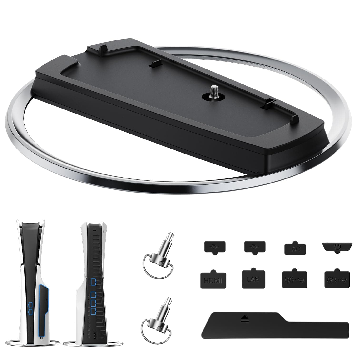 OLCLSS Vertical Stand for PS5 Pro, PS5 Slim & PS5 Consoles (Digital/Disc) - Anti-Slip Base, Anti-Tip Design, Secure Screw, PS5 Accessories, Compatible with PlayStation 5 Pro, Slim & PS5 Models