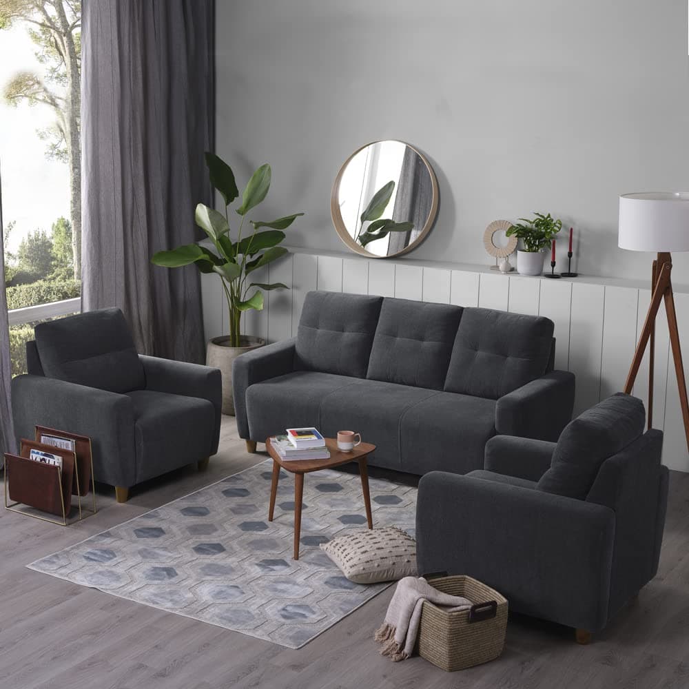 Sleepyhead Yolo Designed by Duroflex - 5 Seater Sofa 3+1+1 Sofa Set |Premium Fabric, Plush 3-Layer Cushioning |Buttonless Tufted & Anti-Sag Comfort |Stylish & Durable |3 Years Warranty - Sesame Grey
