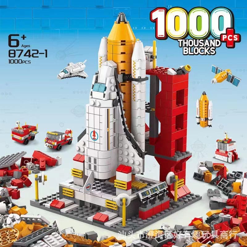 SKY LINE OCEAN Space Ship Exploration Rocket and Launcher Building Blocks Set Toys 6-in-1 STEAM Aerospace Kit Model Gift for Birthday, Children's Day (1000+ Pcs) || 6 Months Structural Warranty
