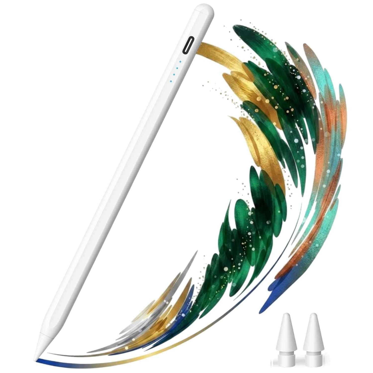 Virtutron Stylus Pen for iPad | Palm Rejection & Tilt Sensitivity | Type C Charging Digital Pencil Compatible with iPad 2018 & Later, iPad 6/7/8/9/10th Gen, Pro 11/12.9, Air 3/4/5, Mini 5/6 (White)