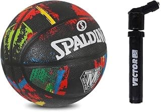 Spalding Marble Official Basketball Ball Size 7 for Women NBA Red Ball with Pump