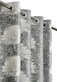 Premium White Trees Printed Light Filtering Polyester Door Curtains for Room, Office, Bedroom, Lobby, Hall, Living Room Set of 2| Pack of 2| 7 feet| Grey
