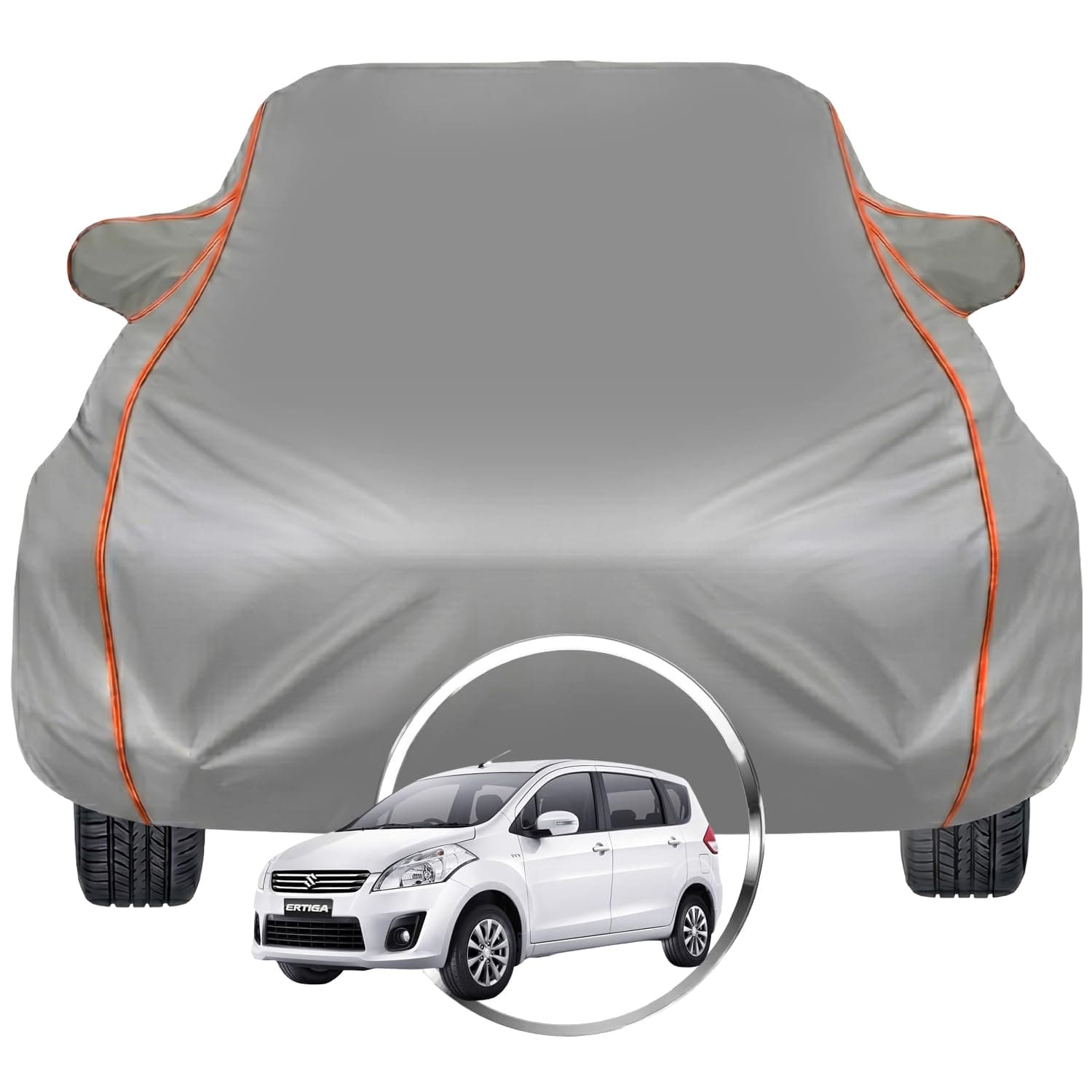 Pivalo Car Cover for Maruti Suzuki Ertiga – Fits All Model & Year | 100% Waterproof All-Weather UV & Paint Protection | Premium 3-Layer Fabric | Triple Stitched with Reflective Piping (Grey)