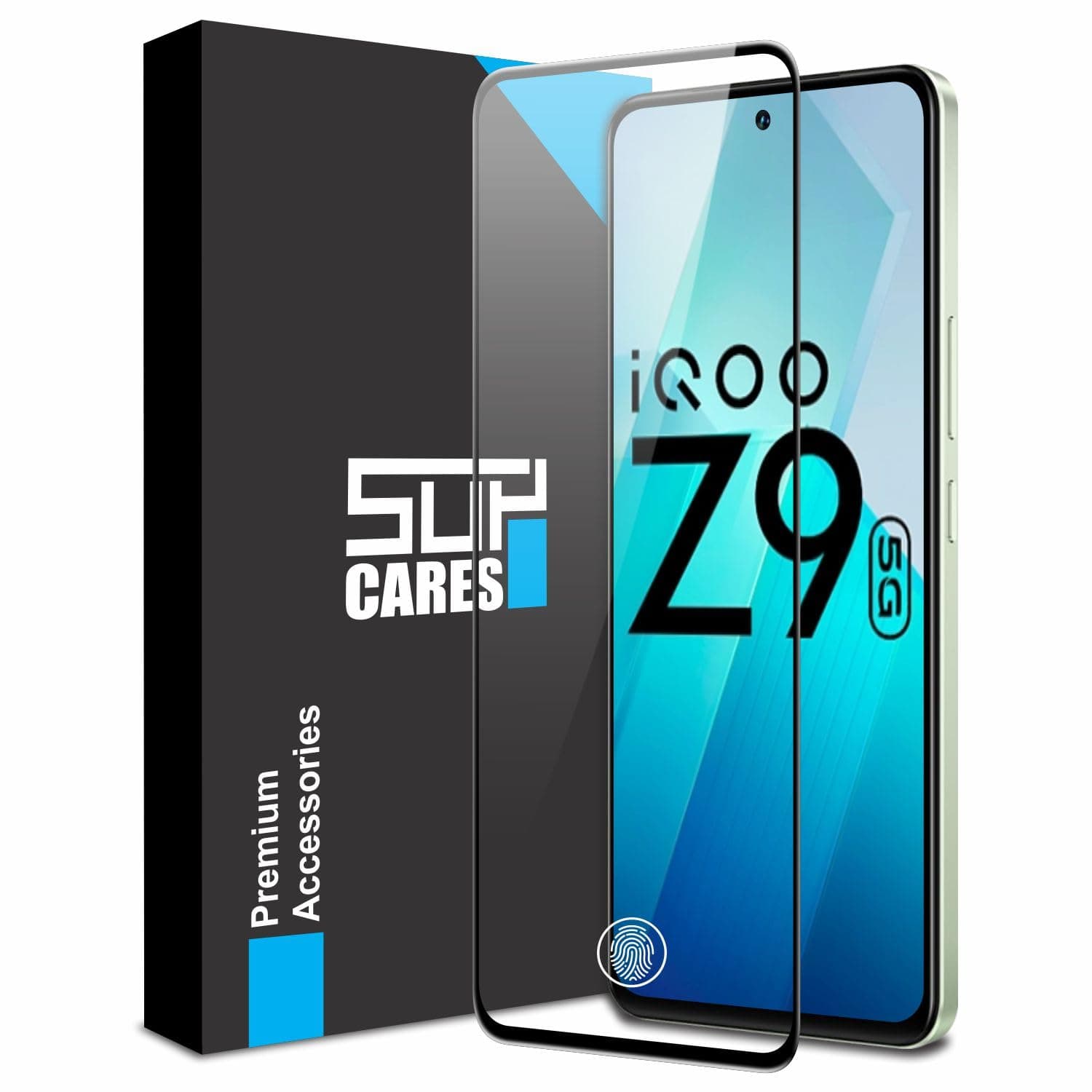SupCares Tempered Glass for iQOO Z9 and Vivo T3 (6.67 Inch) With Installation Kit | 9H Edge to Edge Screen Protector | Black