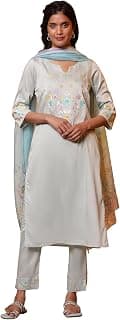 Aurelia Pink Floral Printed Flared Kurta, Pants and Dupatta Set