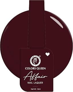 Colors Queen Affair Nail Polish - 54 - Burnt Maroon, 13ml | Rich Pigmentation, Quick Drying, Long Lasting Nail Paint | Chip Resistant, No Harmful Chemicals, Semi Matte Nail Polish for Women