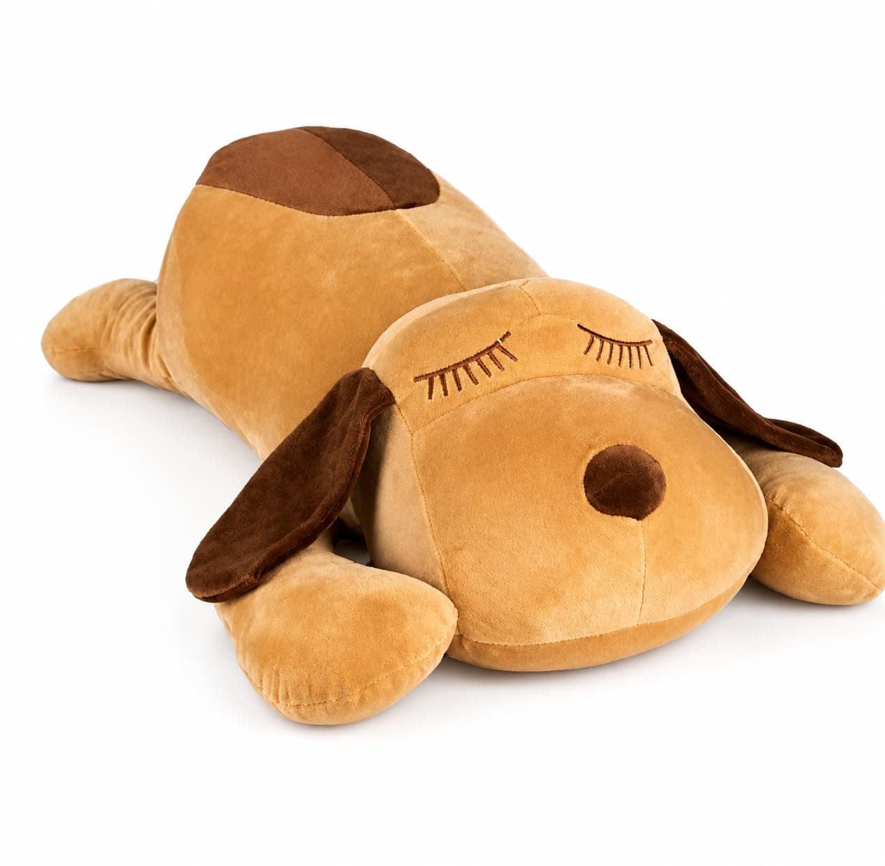 RONAK INDUSTRIES Cute Sleeping Dog Plush Toy Pillow, Ultra Soft Large Stuffed Puppy Animal Cushion for Kids, Toddlers & Adults, Cozy Huggable Plush Dog for Bed, Sofa, Bedroom Décor