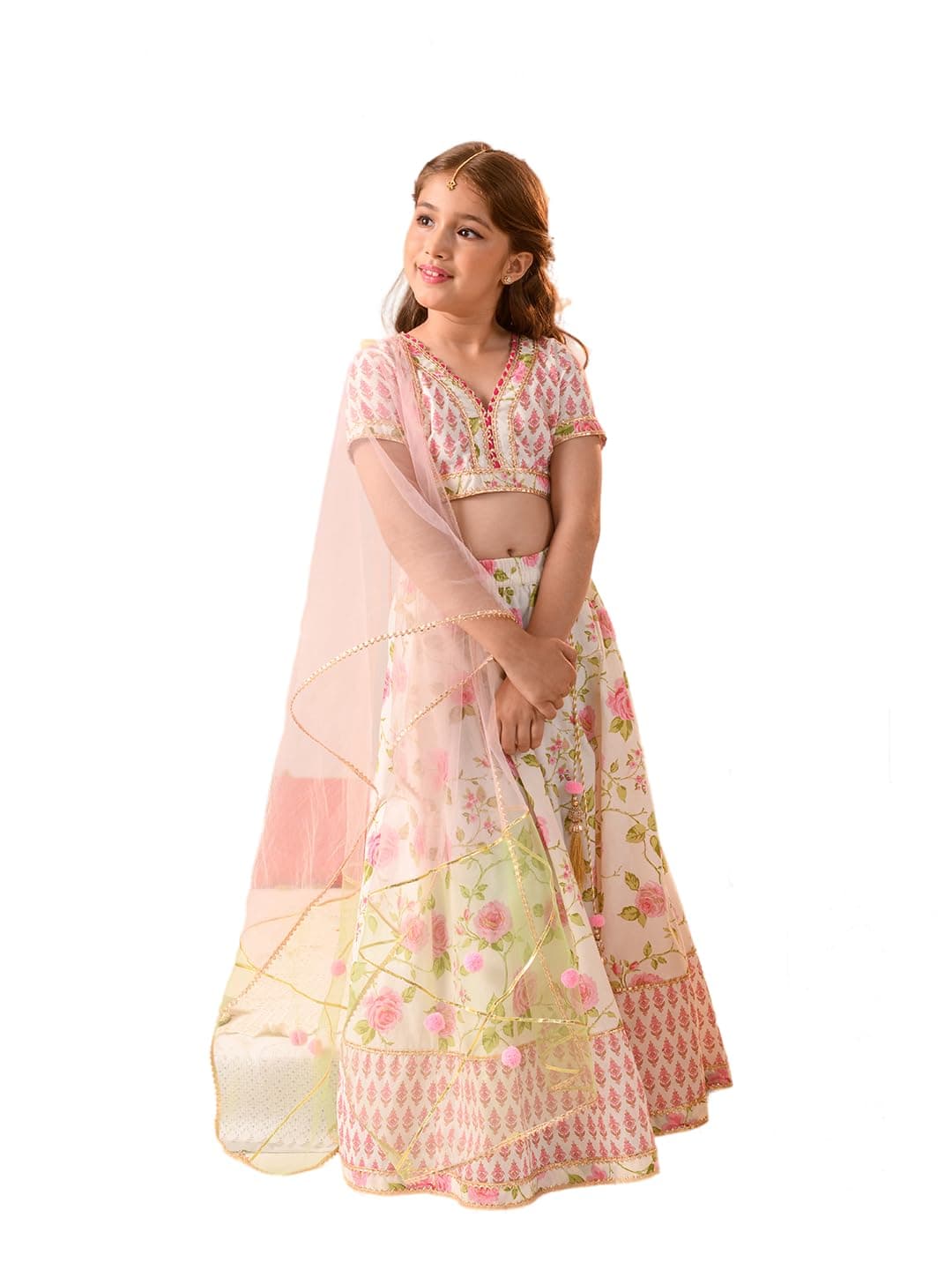 PS PEACHES Girls Lehenga And Choli With Dupatta