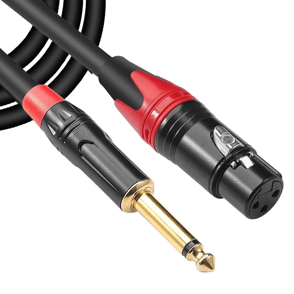 Imaginea XLR Female to 6.35mm (1/4 Inch) TS Jack 3PIN Female Cord Wire Microphone Cable for Party Speaker/Amplifier/Keyboard Guitar Cable (Pack of 1, 6 Meter)