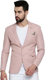 SHOWOFFFF Men Self Design Front-Open Casual Blazer | Notched Lapel Full Sleeves Cotton Blazer for Mens | Slim Fit Regular Length Blazer for Men's
