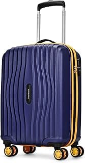 Aristocrat Vortex Plus | Cabin Trolley Bag, 55 Cm, Small Hardside Luggage | 8 Wheels, Combination Lock | Polycarbonate | 3 Year International Warranty | Midnight Blue