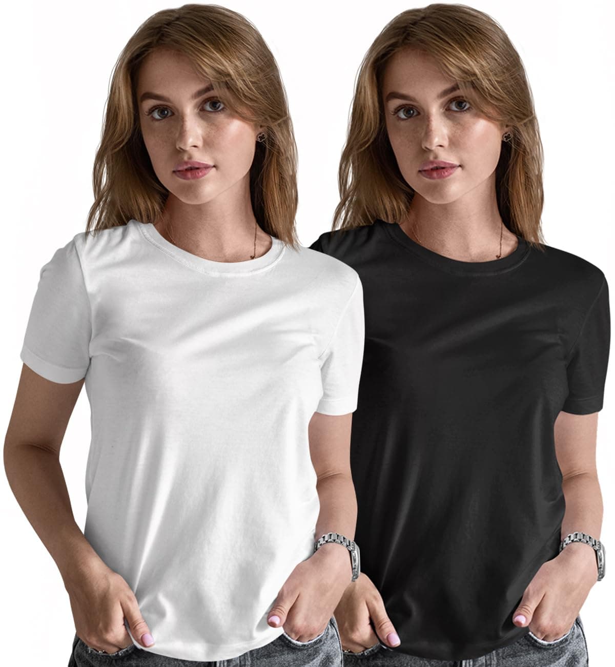 XENOVAURBAN Womens T-Shirt Combo | 100% Cotton Women's Regular Casual T-Shirt Combo of 2
