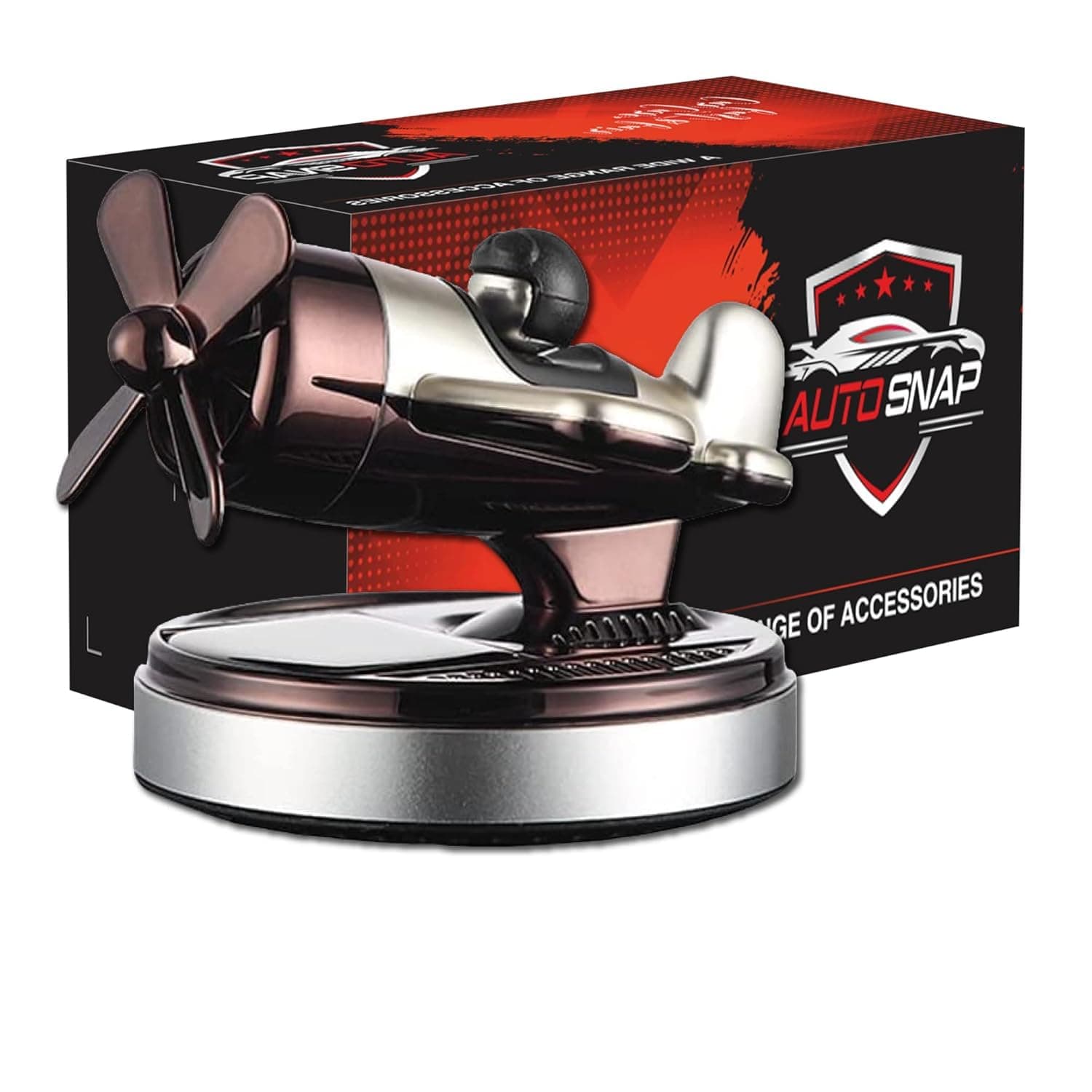 AUTO SNAP Mono Plane Car Dashboard Solar Perfume | Rotating Blades Car Air Freshener with Long-Lasting Fragrance | Stylish Car Interior Decoration (SILVER, Medium)