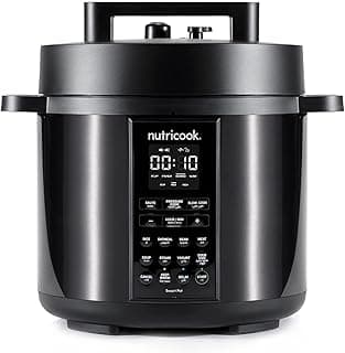 Nutricook 6 QT | 5.7L Stainless Steel Smart Pot 2, 1000W, 9-in-1 Electric Pressure Cooker, Slow Cooker, Rice Cooker, Steamer, Sauté, Sous Vide, Yogurt Maker, Smart Lid, Delay Start, 2 Yr Warranty