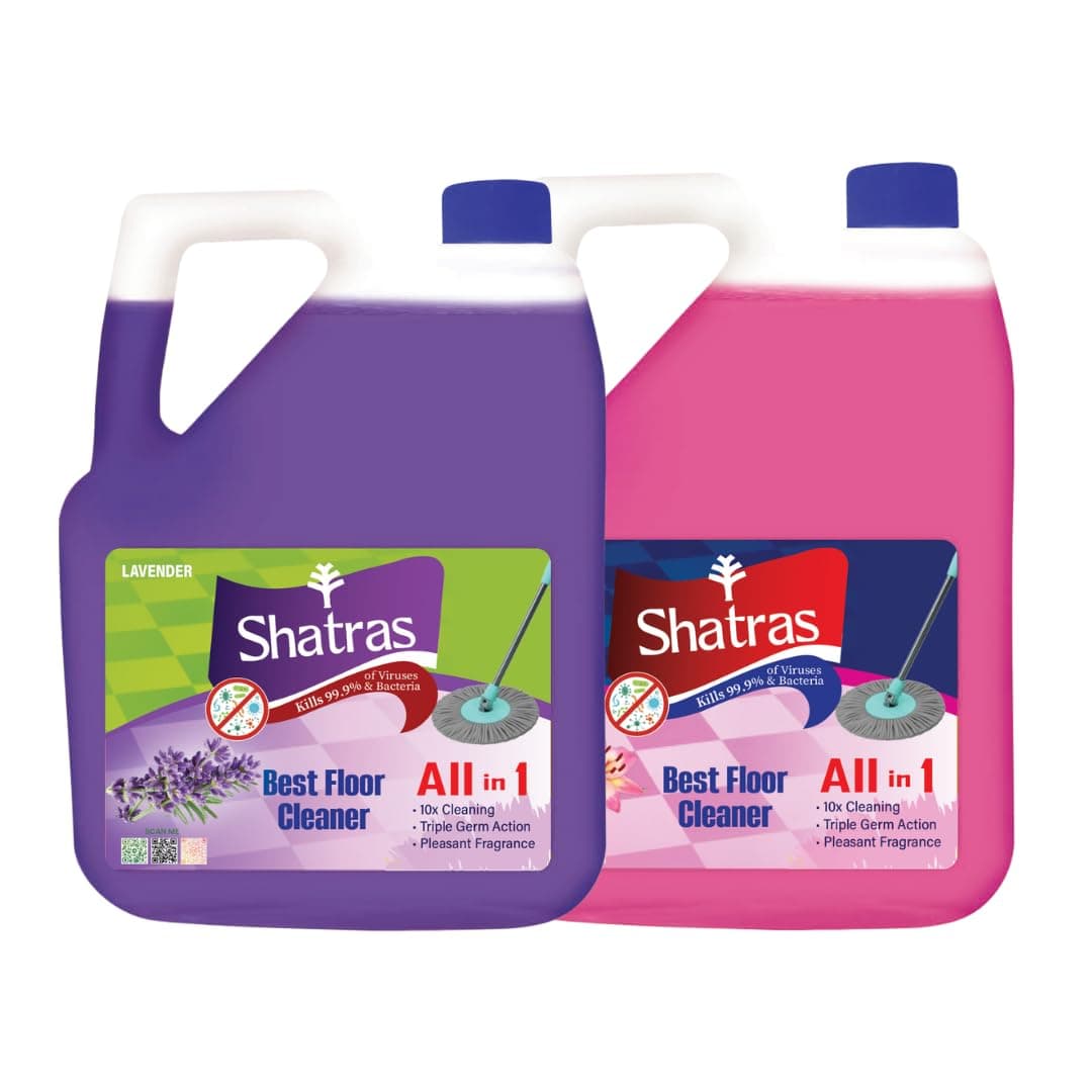 Shatras Lavender & Pink Lily Disinfectant Surface & Floor Cleaner Liquid – 5 Liter Each (Pack of 2) | Removes Grease, Dirt & Tough Stains | Kills 99.9% of Germs | Suitable for All Floor Cleaning Mops