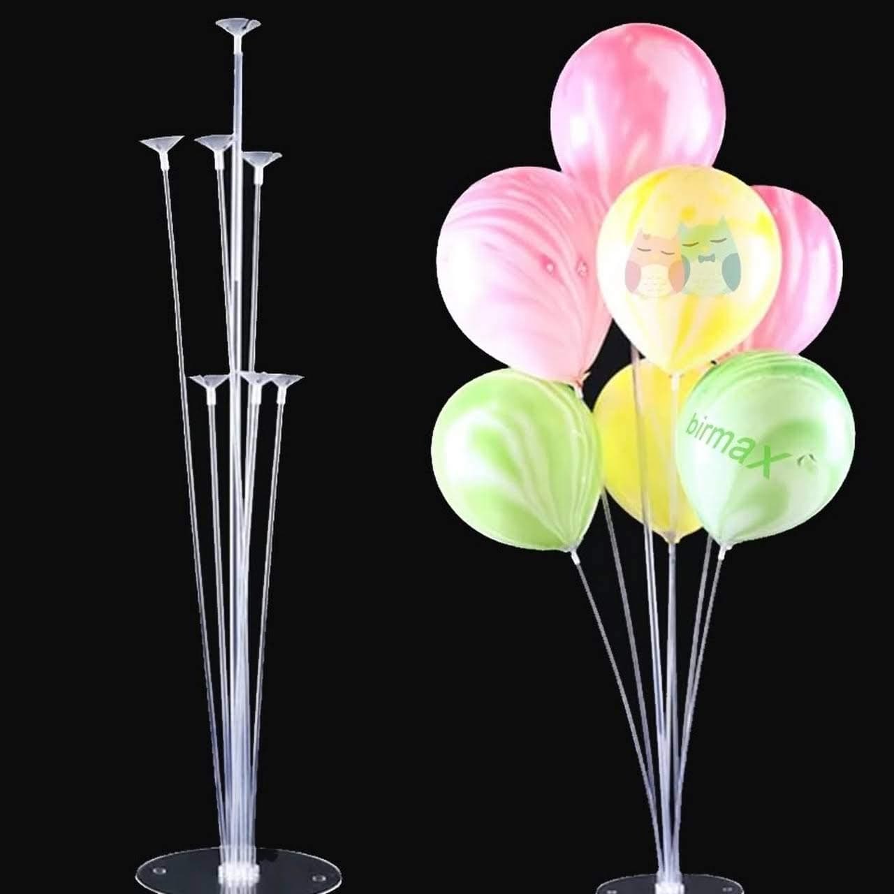 Balloonistics Table Balloon Stand Kit – Clear Desktop Balloon Holder with 7 Sticks, 7 Cups & 1 Base – Helium-Free Reusable Centrepiece for Birthday, Wedding & Party Table Decoration