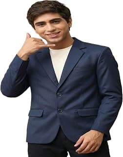 Men's Navy Blue Slim Fit Single-Breasted Blazer, Formal Business Suit Jacket 2