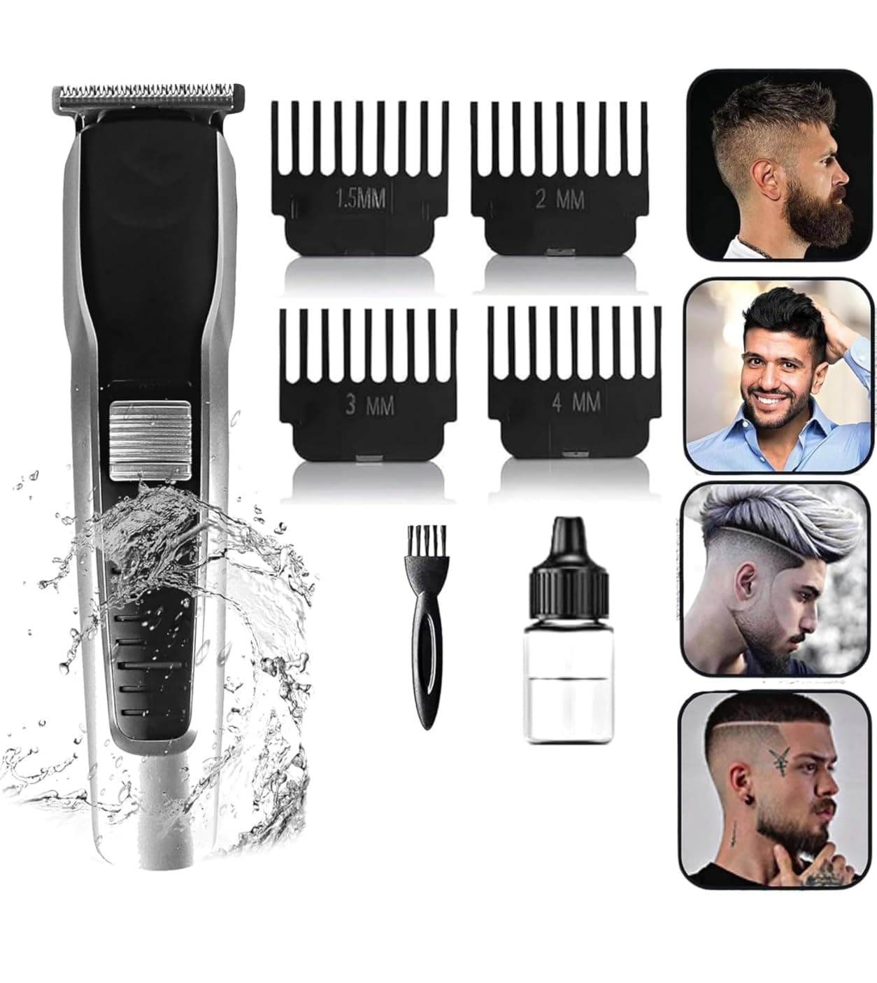 ENDZONE Professional Trimmer Men Cordless Hair Clipper Multi-Grooming Kit T-Blade Rechargeable Precision Trimmers with 120 Mins Runtime for Hairs, Beard, Body & Moustache with 4 Guide Combs