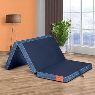 Sleepyhead Napster Mini Designed by Duroflex - 3 Fold HR Foam Folding Mattress |7 Year Warranty |Double 4 Inch Dual Sided Travel Mattress Foldable |Portable |Compact (72x48x4 Inch) Firm - Blue