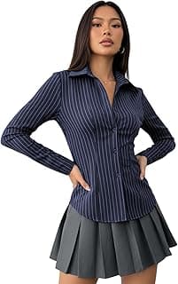 MULVARI Solid Front Button Long Sleeve Casual Shirt for Women' & Girl's