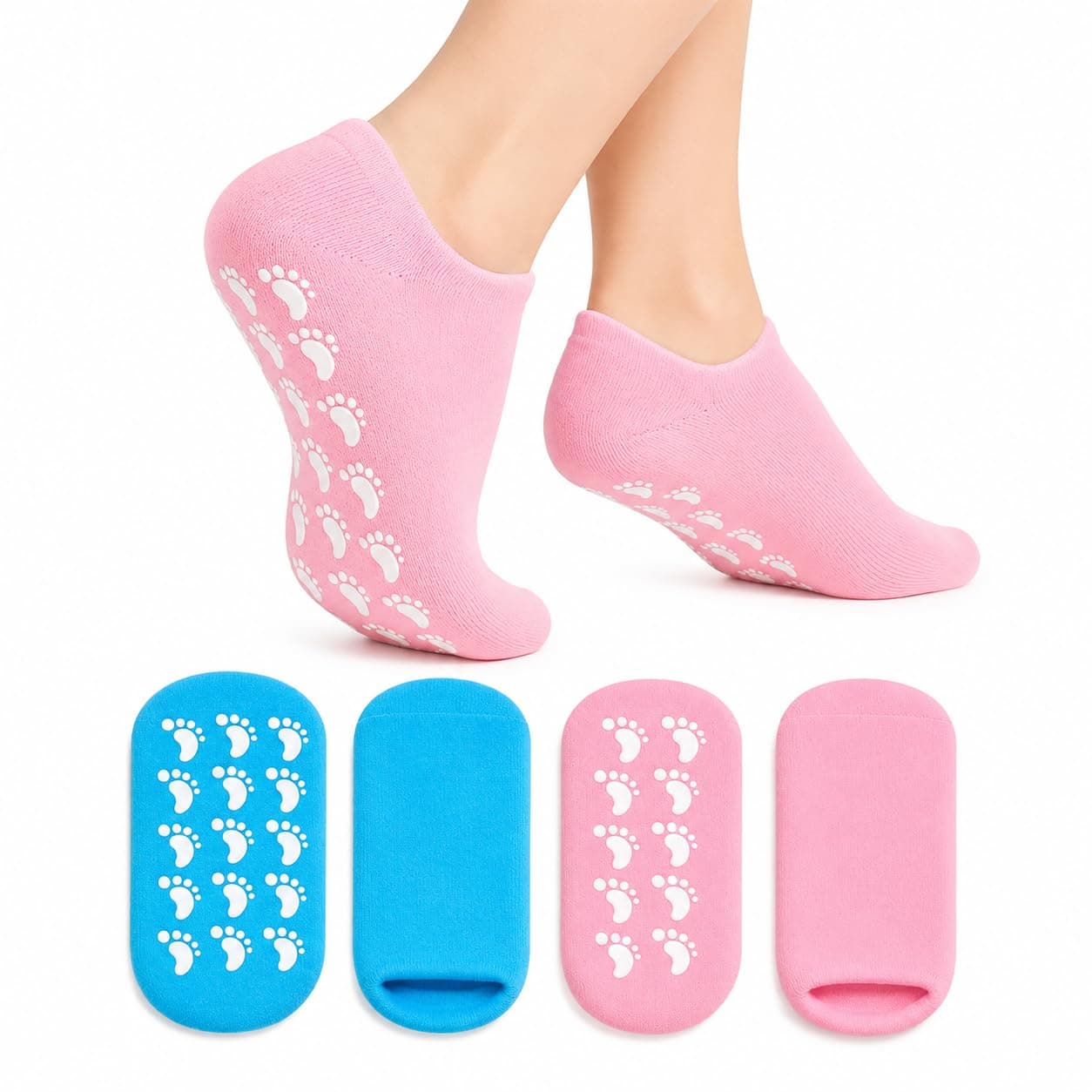STEPALZZ Silicone Gel Heel Socks for Cracked Heels, Moisturizing Spa Socks for Women & Men, Vitamin E & Essential Oils, Dry Feet Repair, Heel Protector, Soft Hydrating Socks, 1 Pair