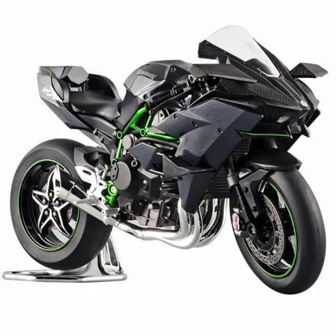 PLUSPOINT Diecast H2R Motorcycle Toy Bike 1:10 Scale Model Vehicles Alloy Simulation Super Bike Also for Car Dashboard Adult Alloy Motorbike Toy Simulation Model Vehicle Toy Street Machine Kids Gift