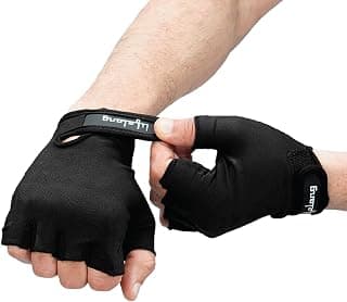 Lifelong Polycotton Blend Gym Gloves for Men & Women,Wrist Support Grip,Hand Gloves,Weight Lifting,Bike Sports Gloves,Exercise,Cycling,Crossfit,Fitness,Wrist Support,Workout Gloves(LLFGG02,M),Black