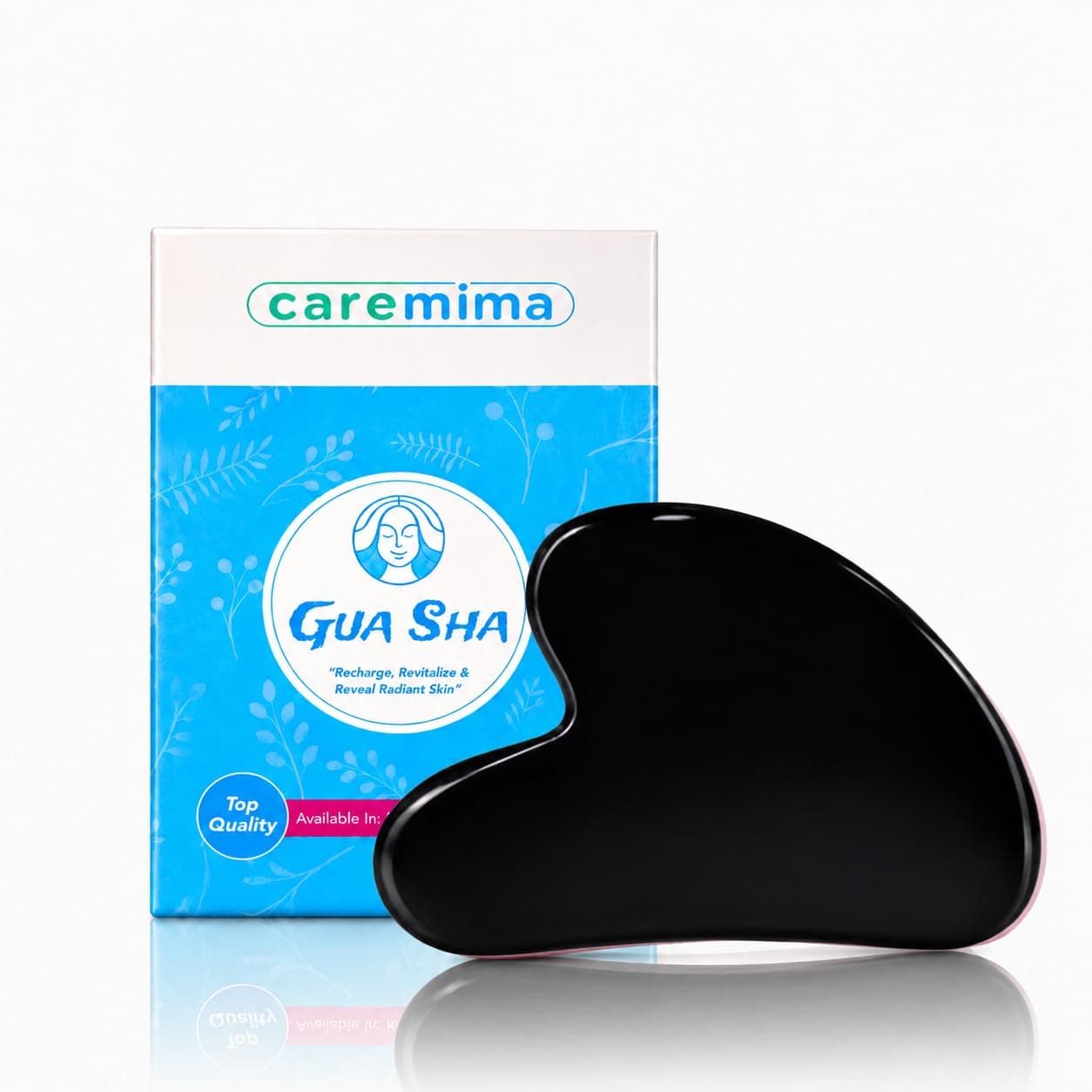 CAREMIMA Real Black Obsidian Gua Sha Scraping Tool | Natural Skincare Stone for Skin Tightening, Blood Flow Enhancement, Jawline Sculpting & Facial Tension Relief | Anti-Aging Facial Tool
