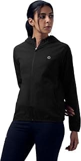 TECHNOSPORT Women's Regular Fit Solid Hooded Neck Jacket With Ts Flexi, UPF50+ for Sports, Gym & Regular Use