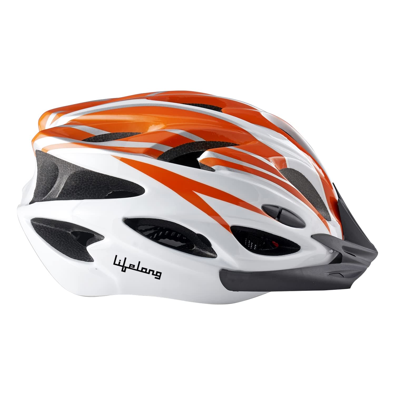 Lifelong Adjustable Cycling Helmet With Detachable Visor | Adjustable Light Weight Mountain Bike Cycle Helmet With Padding For Kids And Adults, (LLFAH03, Orange & White
