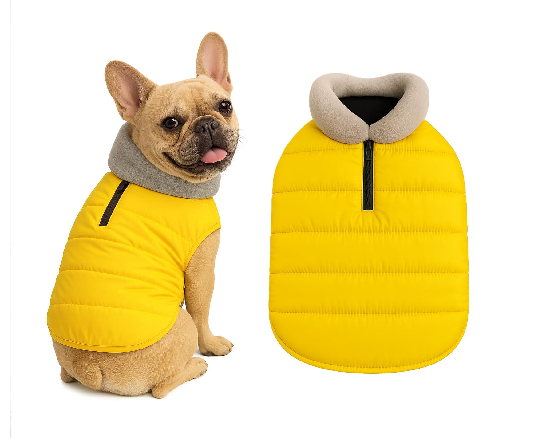 The Pets Company Dog Winter Coat Jacket, Cloth, Windproof, Waterproof, Light Weight, Washable, Ultra Warm Thick Fleece Lined Dog Vest for Cold Weather Protection, (Yellow, Small - Medium - 16 Inch)
