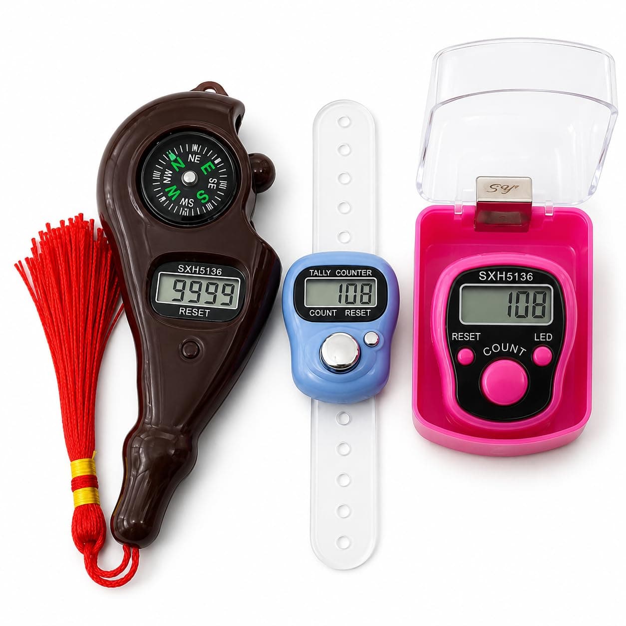 3-in-1 Digital Prayer Counter Combo Set | Finger Tally Counter + Electronic Tasbeeh Counter + Compass Counter with Tassel | LCD Display, Reset Button, Tasbeeh, Meditation & Mantra Counting | 3-in-1 Prayer Counter Combo Set Includes Finger Counter,Lightweight & Travel-Friendly Ideal for Tasbeeh