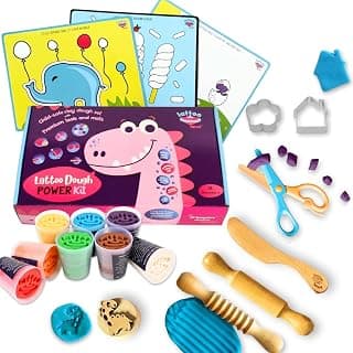 Lattooland Clay Dough Power Kit | Chemical-Free | Taste-Safe | Non-Toxic Soft Dough Creative Learning Activity Set | Multi-Sensory Play Kit with 8 Colors, 7 Tools & 3 Mats | Gift Set 2 3 4 5 Year