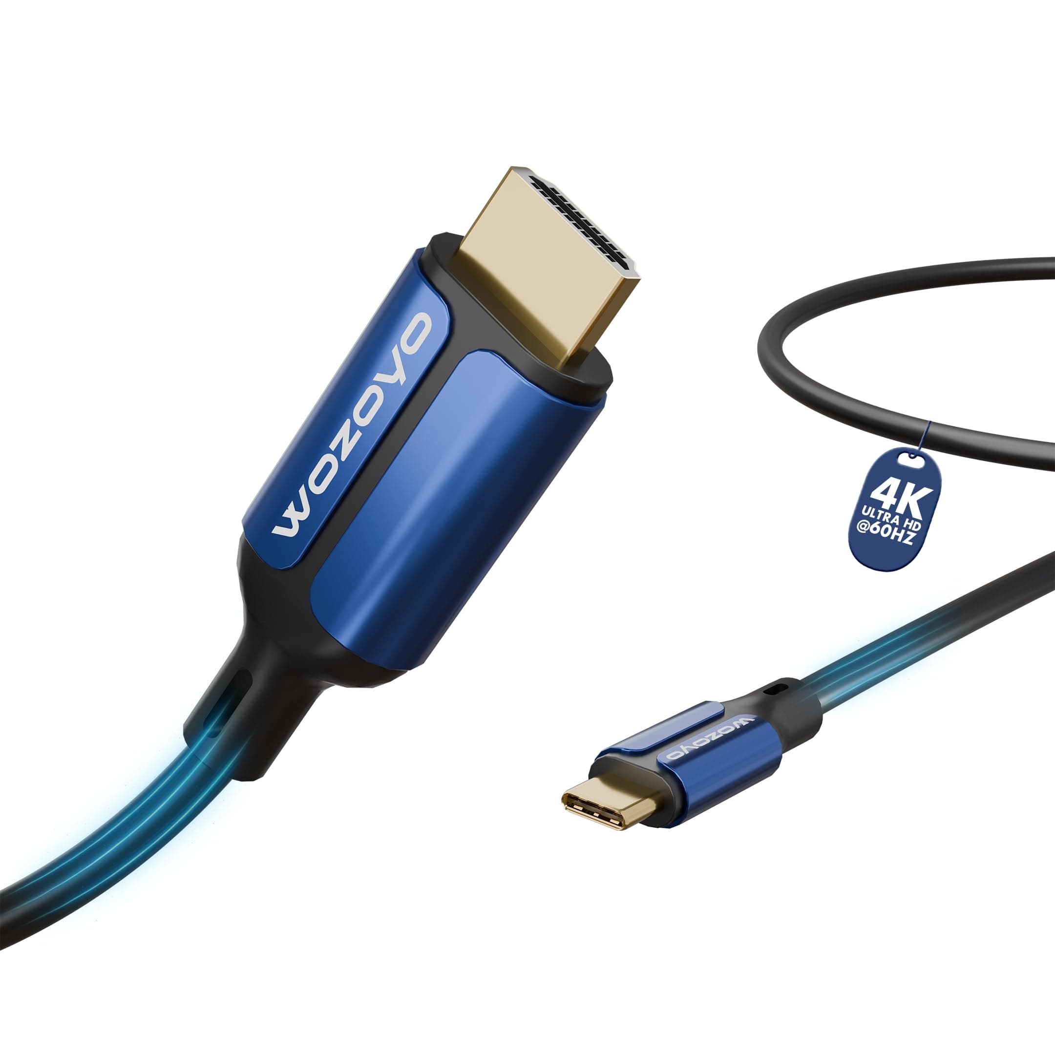 Wozoyo Type-C to HDMI 2.0 Cable 4K@60Hz Ultra HD, 1 Meter, 18Gbps High-Speed Transfer, Pure Copper & 24K Gold-Plated Male to Male Connectors, Compatible with TV, Laptop, Type-C Smartphone, Projector