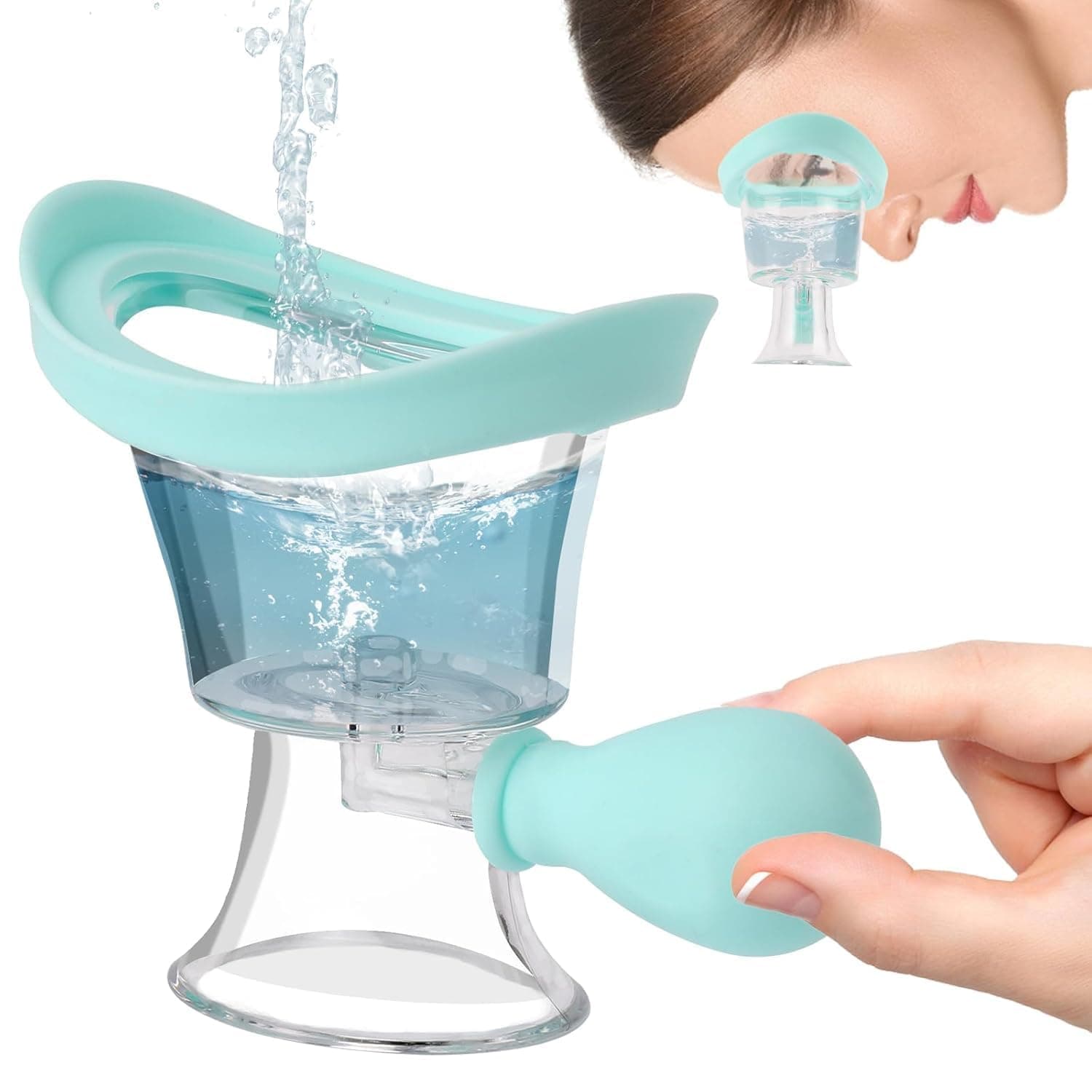 YASTRA Portable Silicone Manual Air Pressure Eye Wash Cup | Rinse Cleaner Tool for Dust, Pollution & Makeup Residue | Leak-Proof Reusable Bath Tool for Tired Eyes Daily Care