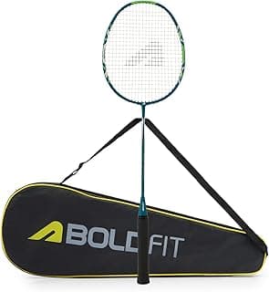 Boldfit Boldfusion Badminton Rackets for Beginners, Adults Grephite Shaft Shuttle Bat with Full Cover Bag Badminton Racket for Practice & Match Lightweight Badminton Racquet- Green - Pack of 1Pcs