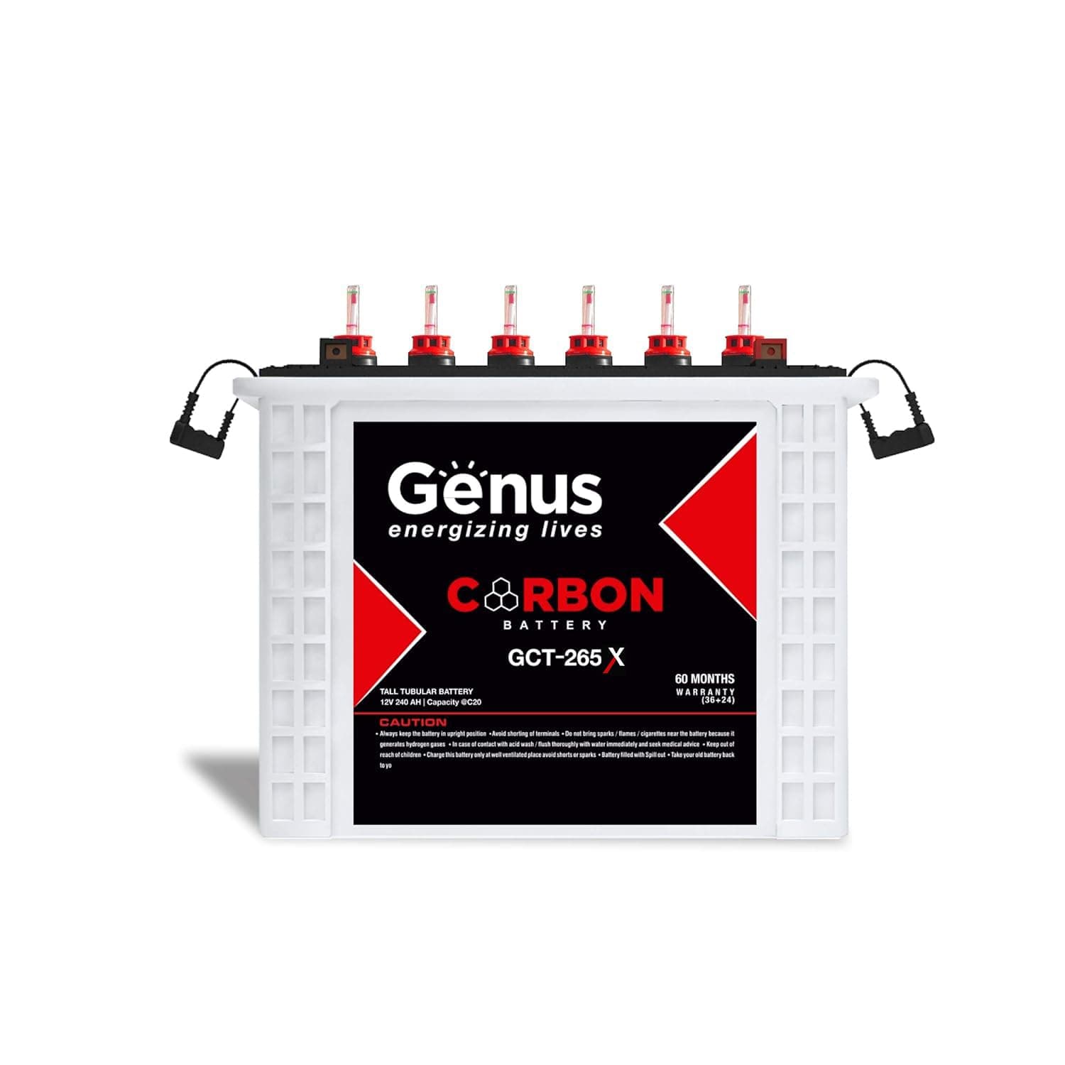 Genus Carbon GCT265X Tall Tubular 240 AH Lead Acid Inverter Battery for Home and Office, 60 Months Warranty with Nano Technology
